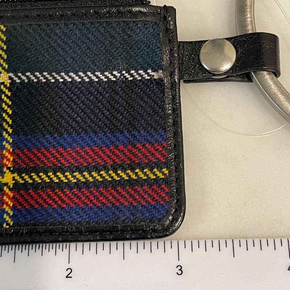 Burberry Brushed Silver Key Ring with Plaid Card Case and Coin Purse - Picture 10 of 13